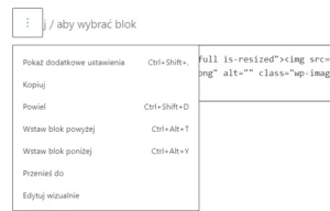 Po zakończeniu edycji HTML wpisu, możesz powrócić do edytora wizualnego i dodawać kolejne bloki 