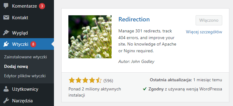 Zainstaluj wtyczkę Redirection, aby szybko ustawić przekierowanie 301 w WordPress